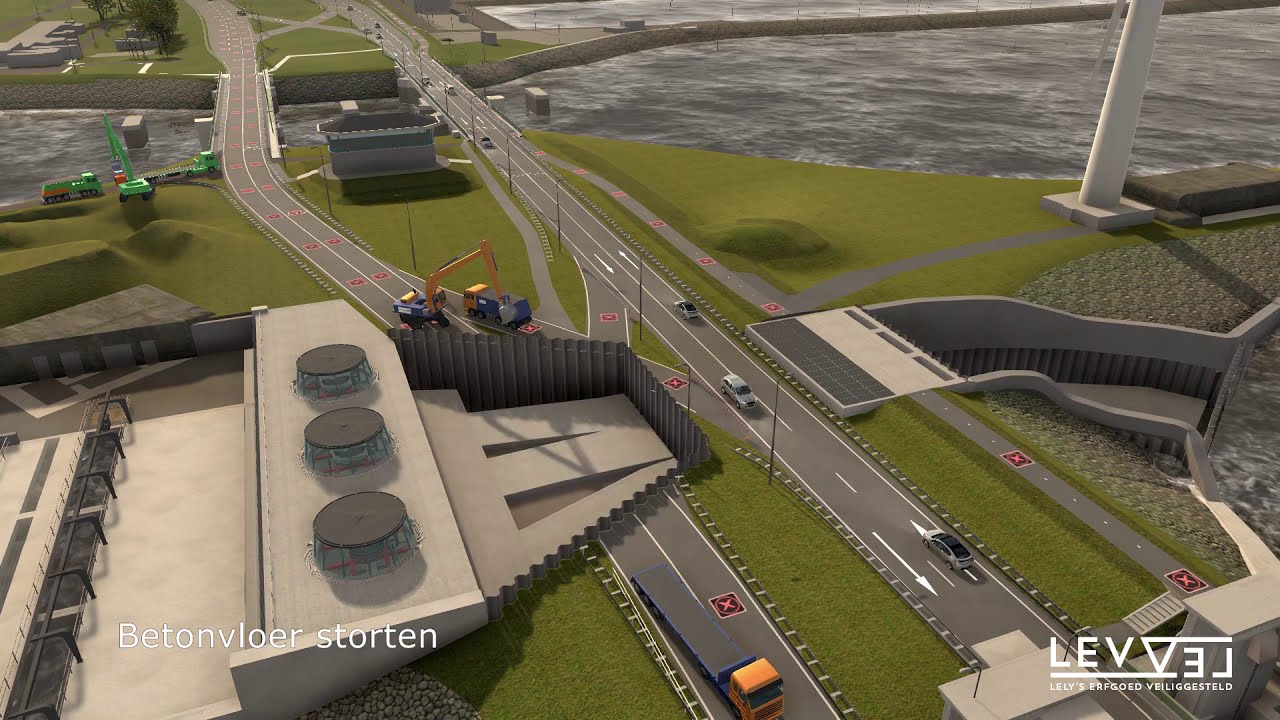 Animatie gefaseerde bouw van gemaal Den Oever