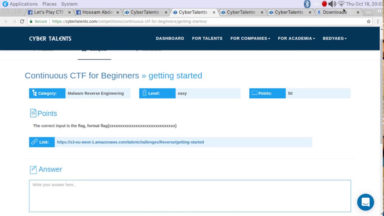1 - Getting Started RE Challenge CTF Cybertalents