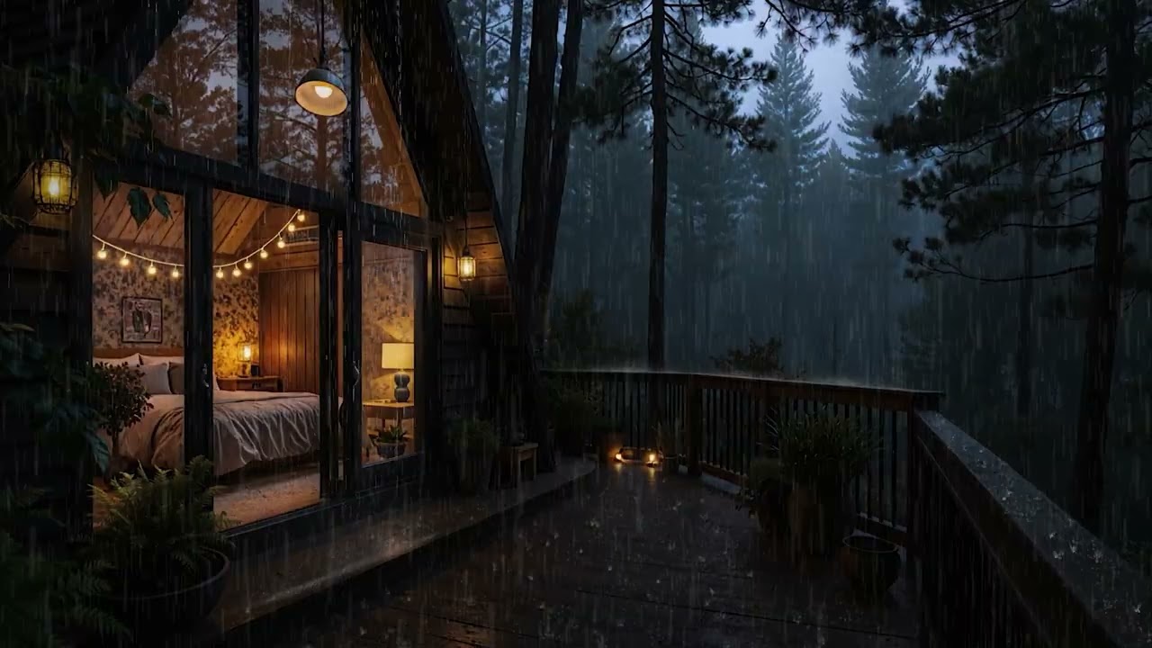 Soft Midnight Rain in a Swiss Mountain Cabin 🌧️🏔️ | Cozy Alpine Sleep Atmosphere (4K – No Ads)
