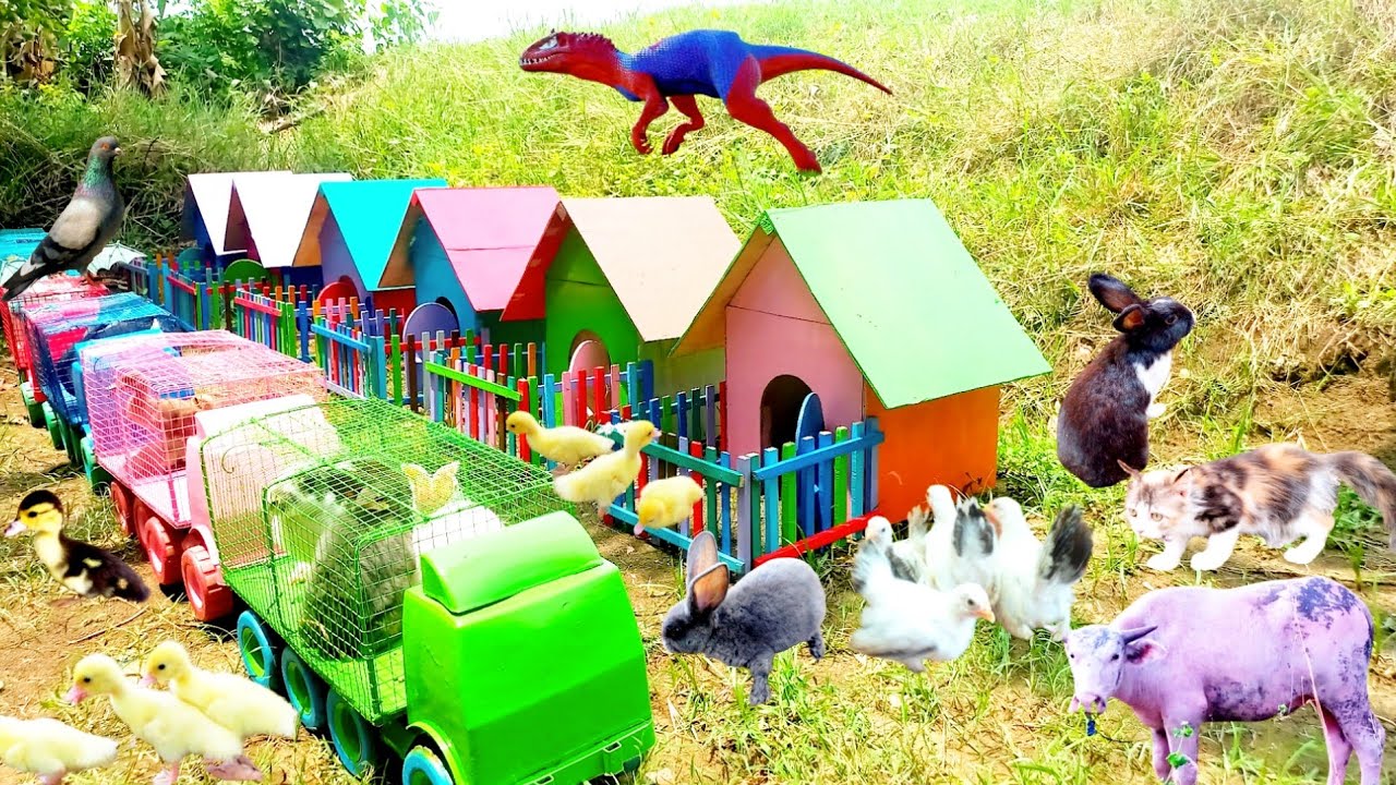 Truk Gandeng Angkut Hewan Bebek, itik, Kerbau, Kuda, Kucing Singa, Gajah, T-rex, Burung Dara