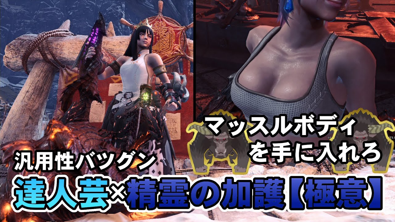 【MHWI】達人芸と精霊の加護【極意】を組み合わせた汎用装備でマッスルボディを手に入れろ【ゆっくり実況】