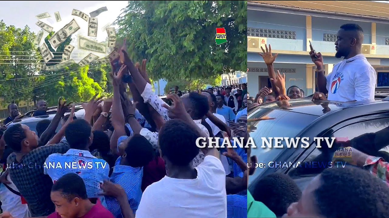 Watch how Sarkodie left Yaa Asantewaa Girls campus spraying cash in the air for the students