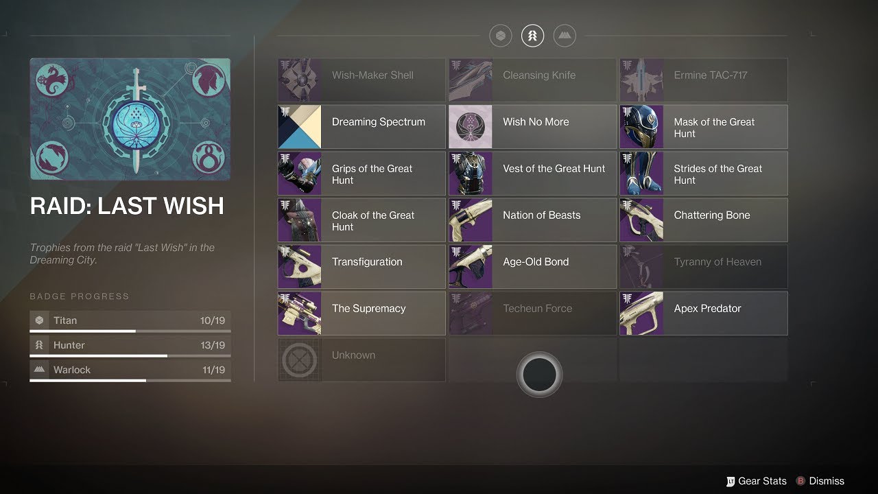Destiny 2: Last Wish - Full Hunter Great Hunt Raid Armour (Lore + Brief Shader Showcase)
