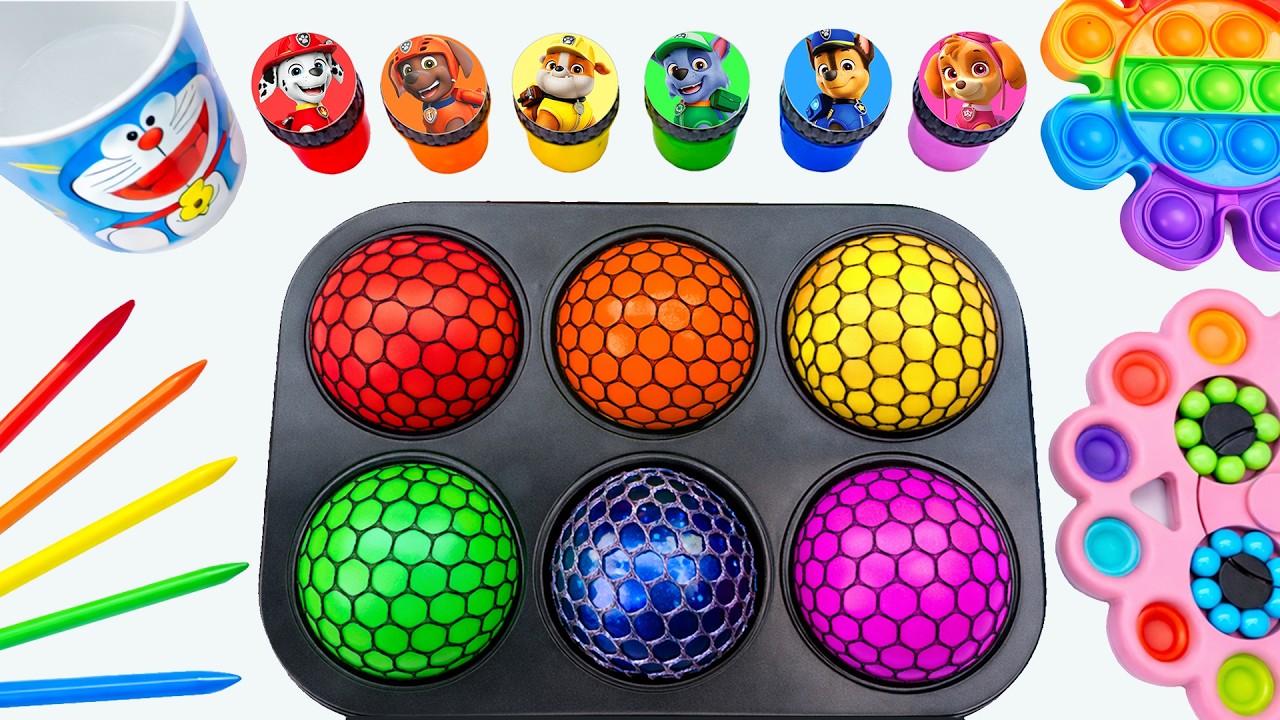 Satisfying Video DIY How To Make Rainbow Round Shapes Filled With Glitter Slime Colorful Paw Patrol