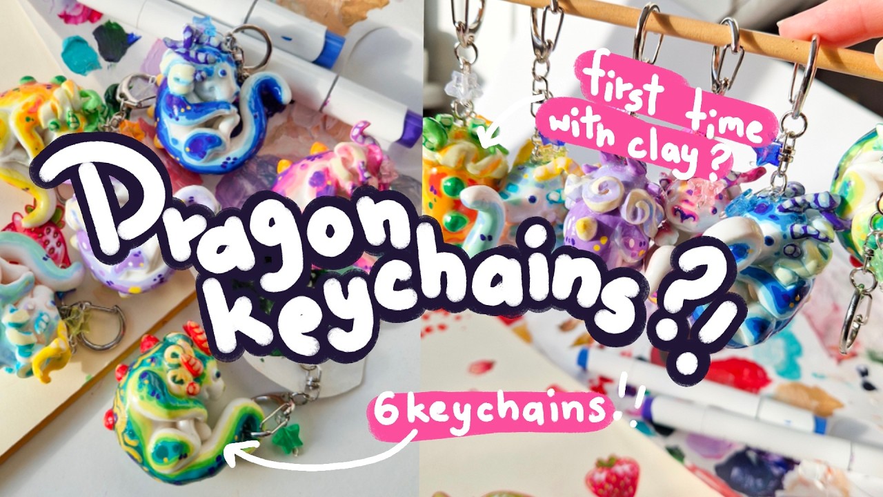 ⭐how I make clay keychains || sculpt and paint with me