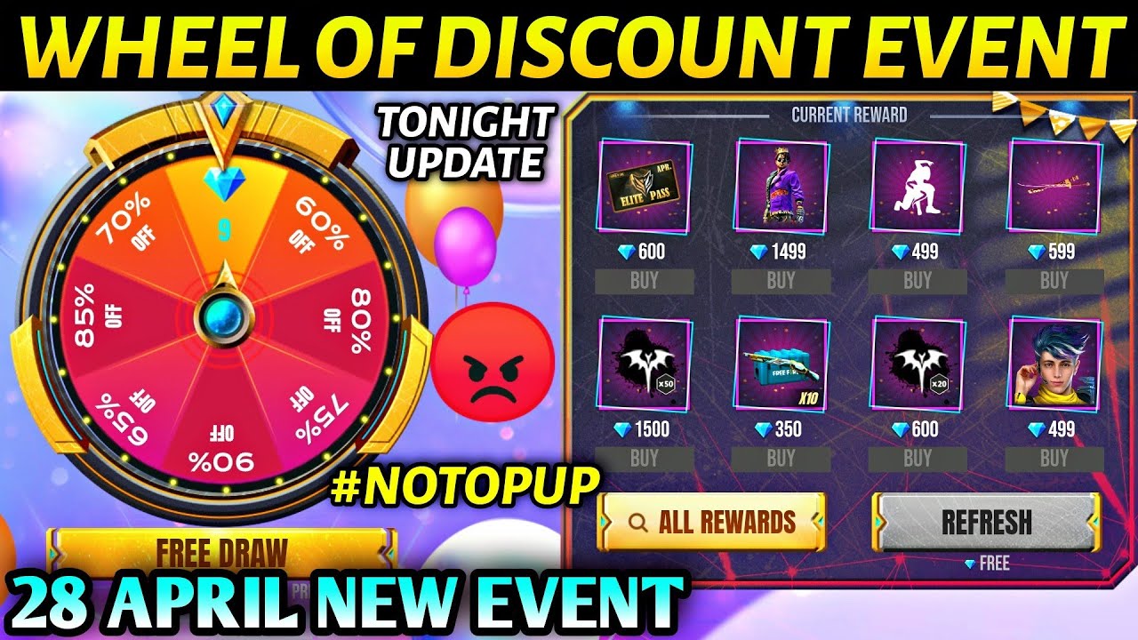 Wheel Of Discount Event Free Fire | 28 April New Event Free Fire| Free Fire New Event | FF New Event