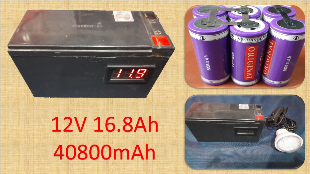 How to convert a 12V 7Ah lead acid battery to a 12V 16.8Ah lithium ion battery and a 40800mAh