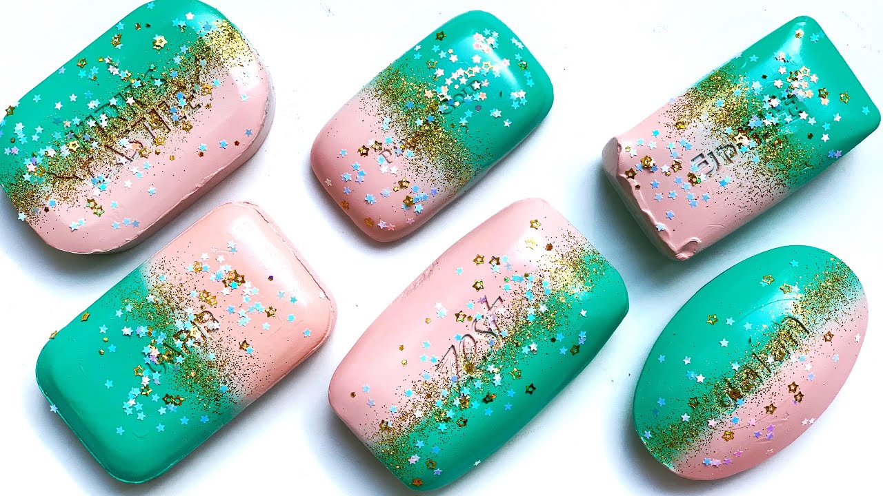 Pink And Teal Set ✨ Soap Cutting ASMR - Satisfying Soap Carving Sounds