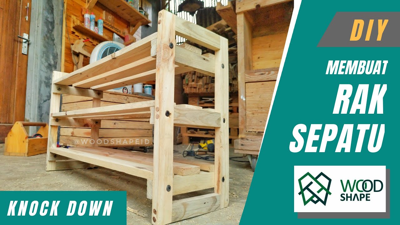 Membuat Rak Sepatu Knock Down - Bongkar Pasang ( Kayu Bekas Palet )
