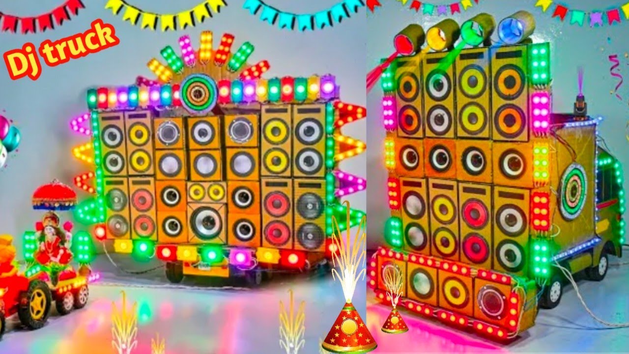 Diy Mini Wedding Dj Road Lights Gadi Wala Dj | Mini Dj Truck Decoration Light Gauri Ganesh Pooja Dj