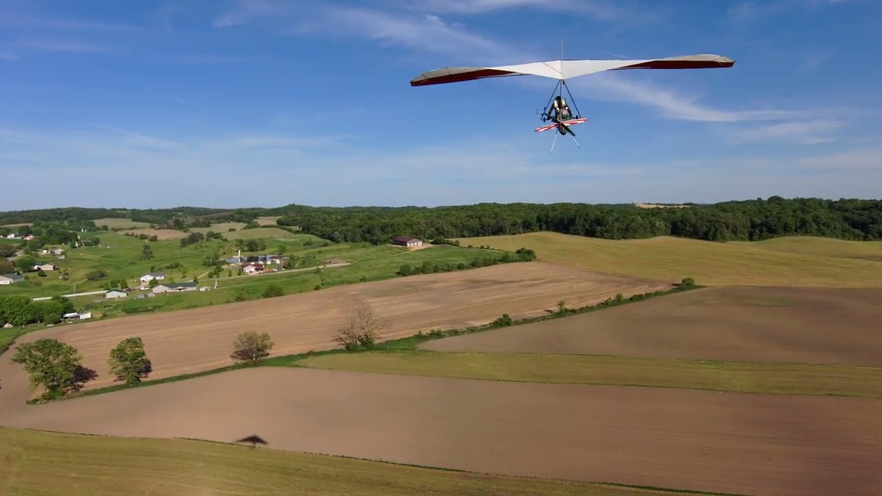 Flying my electric powered hang glider.