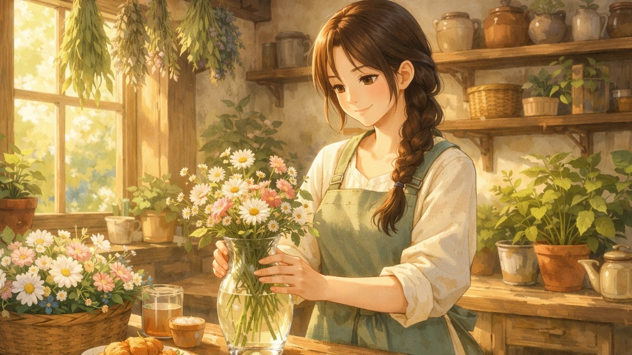 Spring Garden Brunch | Harvesting Flowers & Making Pancakes – Relaxing ASMR Cozy Anime Ambience