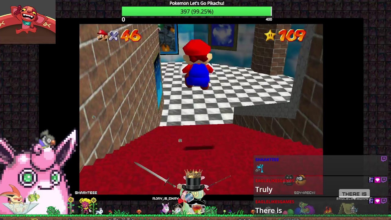 Rjay playing the Super Mario 64