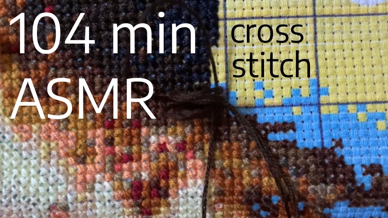 ASMR Stitching 🧵Cross Stitch Embroidery | no talking | Close up Detail #withme 