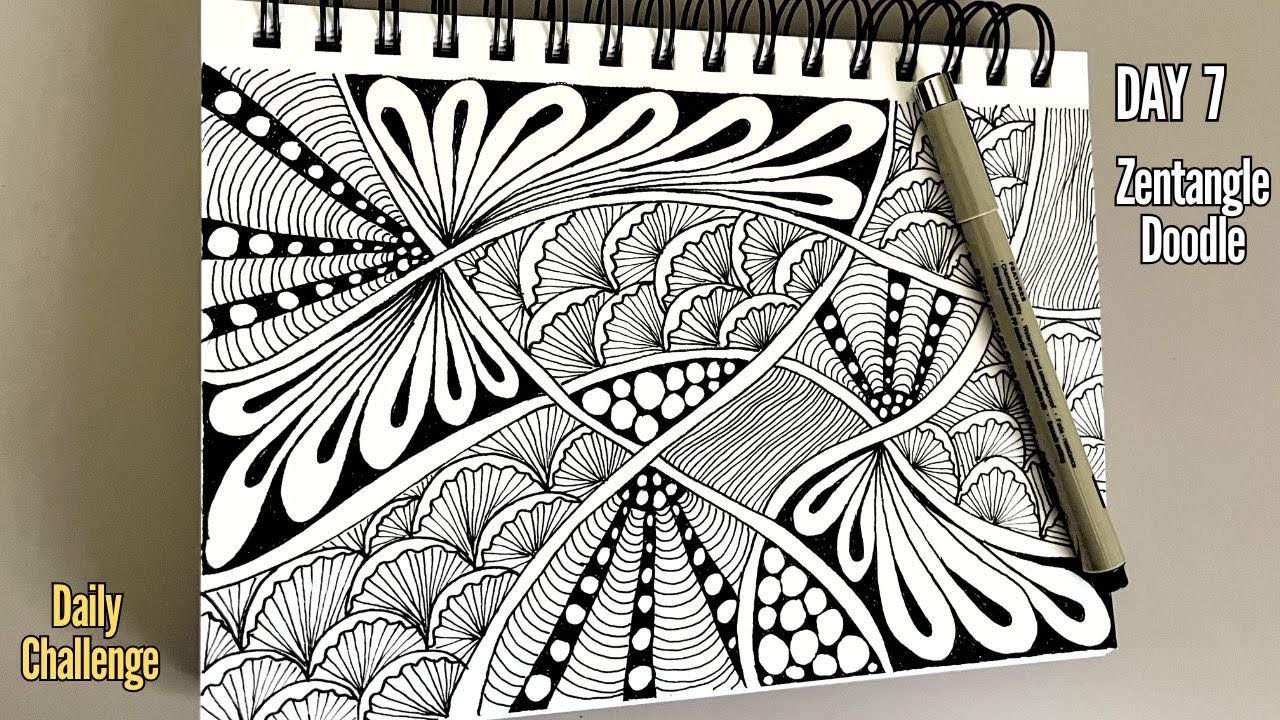 Day 7 – Easy Zentangle Pattern for Beginners | Relaxing Doodle Art | Corolla Arts