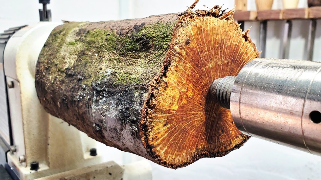 Woodturning - Oak goblet!! 【職人技】木工旋盤で枝からワイングラスを作る！