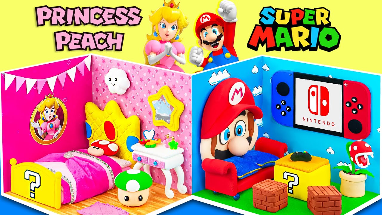 How To Make SUPER MARIO House with Princess PEACH's Castle Bedroom from Clay ❤️ DIY Miniature House
