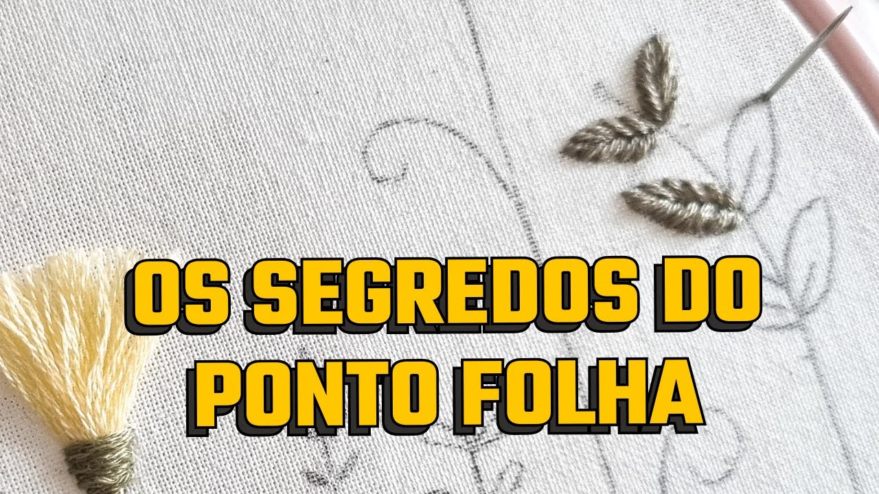 Ponto folha bordado a mão para iniciantes