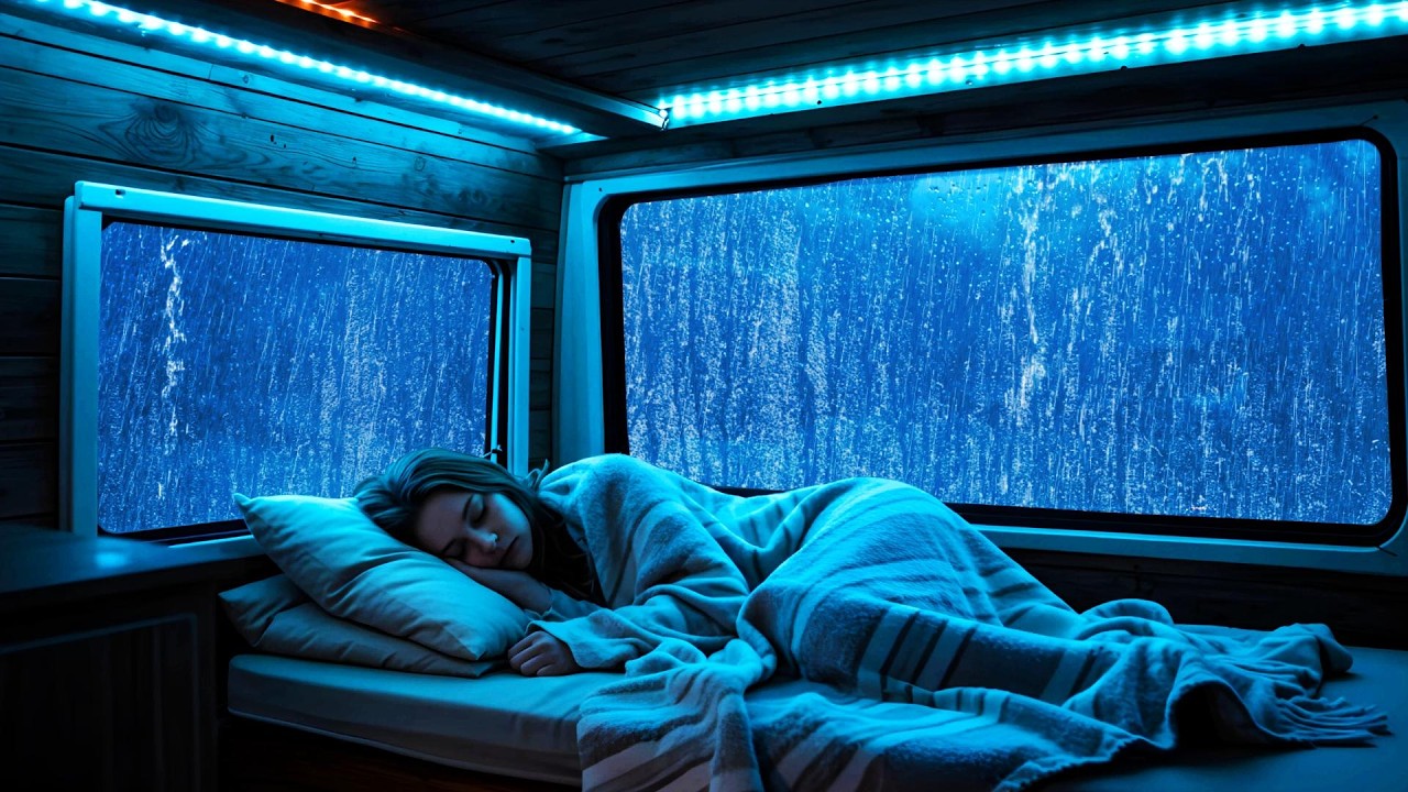🌩️Wild Night Thunderstorm in a Warm Van 🚐 Deep Sleep