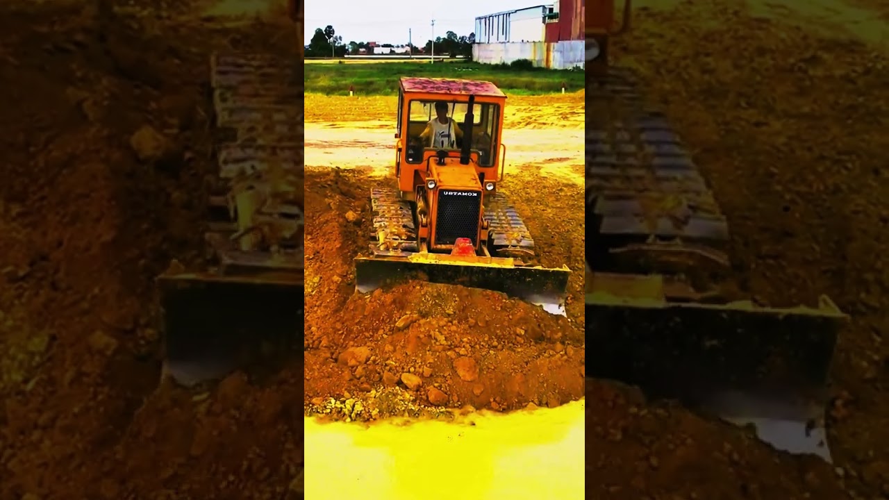 Heavy Machinery in Action  Bulldozer Pushing Soil to Dump Trucks EP052