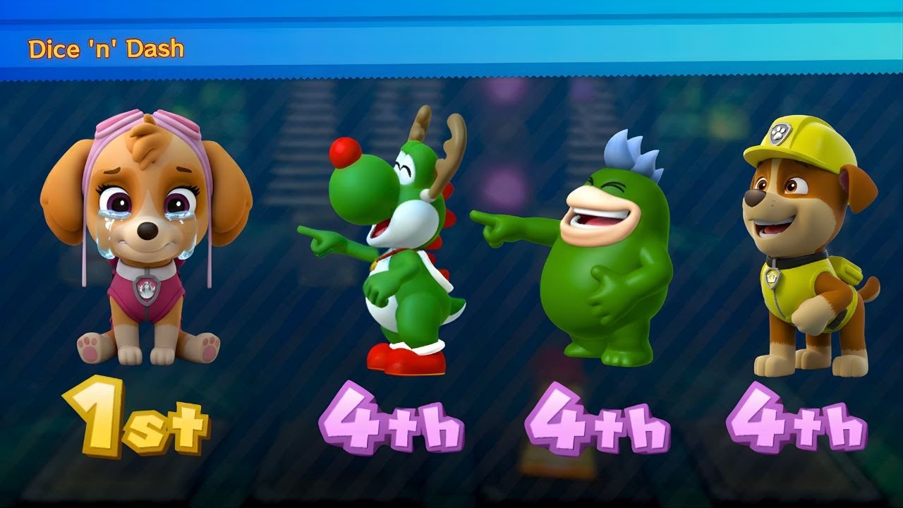 Mario Party 10 Minigames skye vs Rubble vs Yoshi Chrismas vs Spike ( Master Cpu )