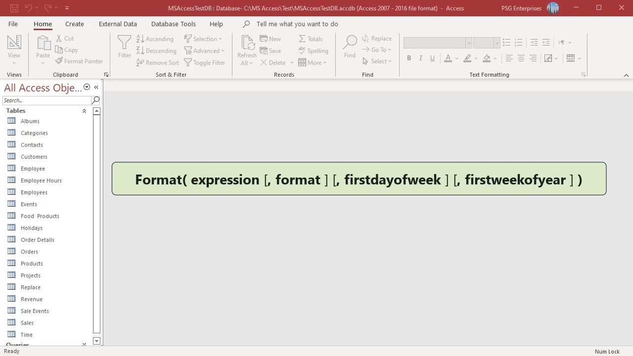 How to Group Dates into Months, Quarter and Years using FORMAT function in MS Access - Office 365