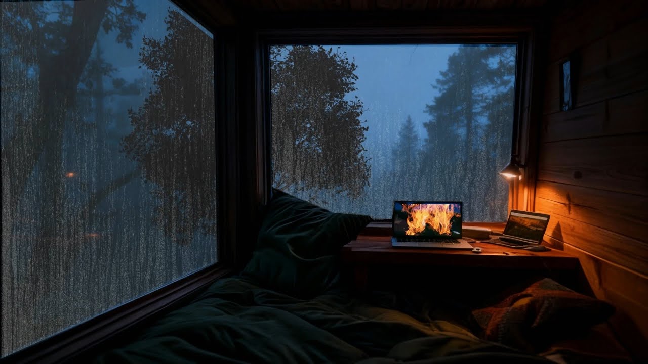 Cozy Tree House Cabin | Relaxing Rain |Distant Thunderstorm Sounds:Perfect Noise for Sleeping Deeply
