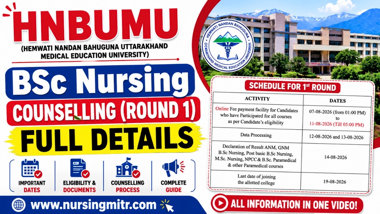 HNBUMU BSc Nursing Counseling 2026 OUT🔥 1st Round Registration, Fees, Schedule | Uttarakhand Nursing