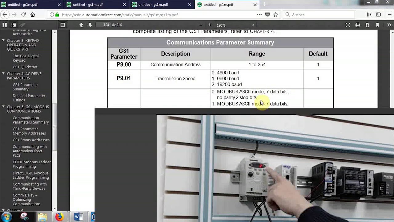 Configuración y comunicación de PLC CLICK a Drive GS1