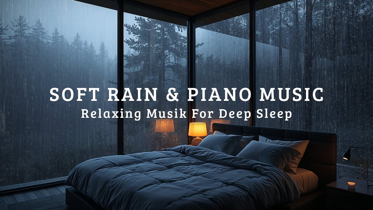 Soft Rain & Piano Ambience – Relax Your Mind, Ease Stress, Sleep Peacefully | Cozy Night Room