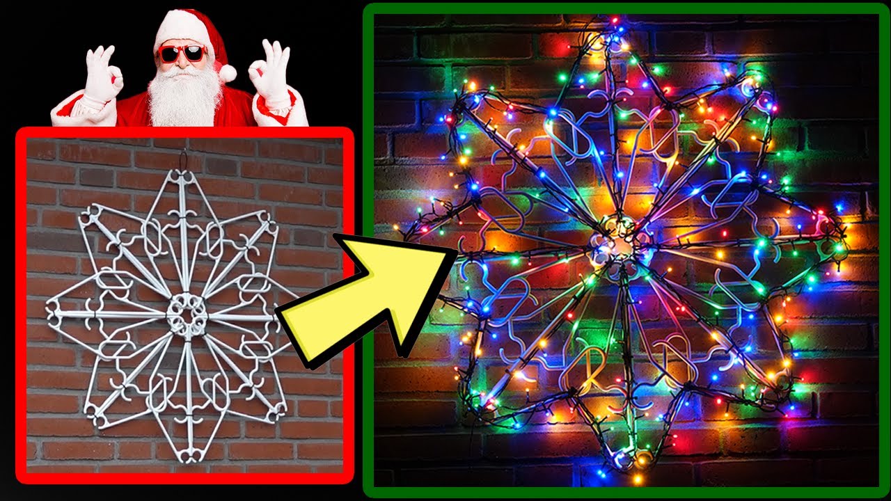 Как сделать гигантскую рождественскую снежинку менее чем за 15 долларов (с лампочками)