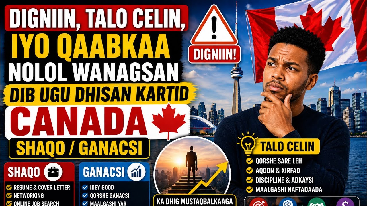 Digniin, talo celin, iyo qaabkaa nolol wanaagsan dib ugu dhisan kartid Canada - shaqo/ganacsi