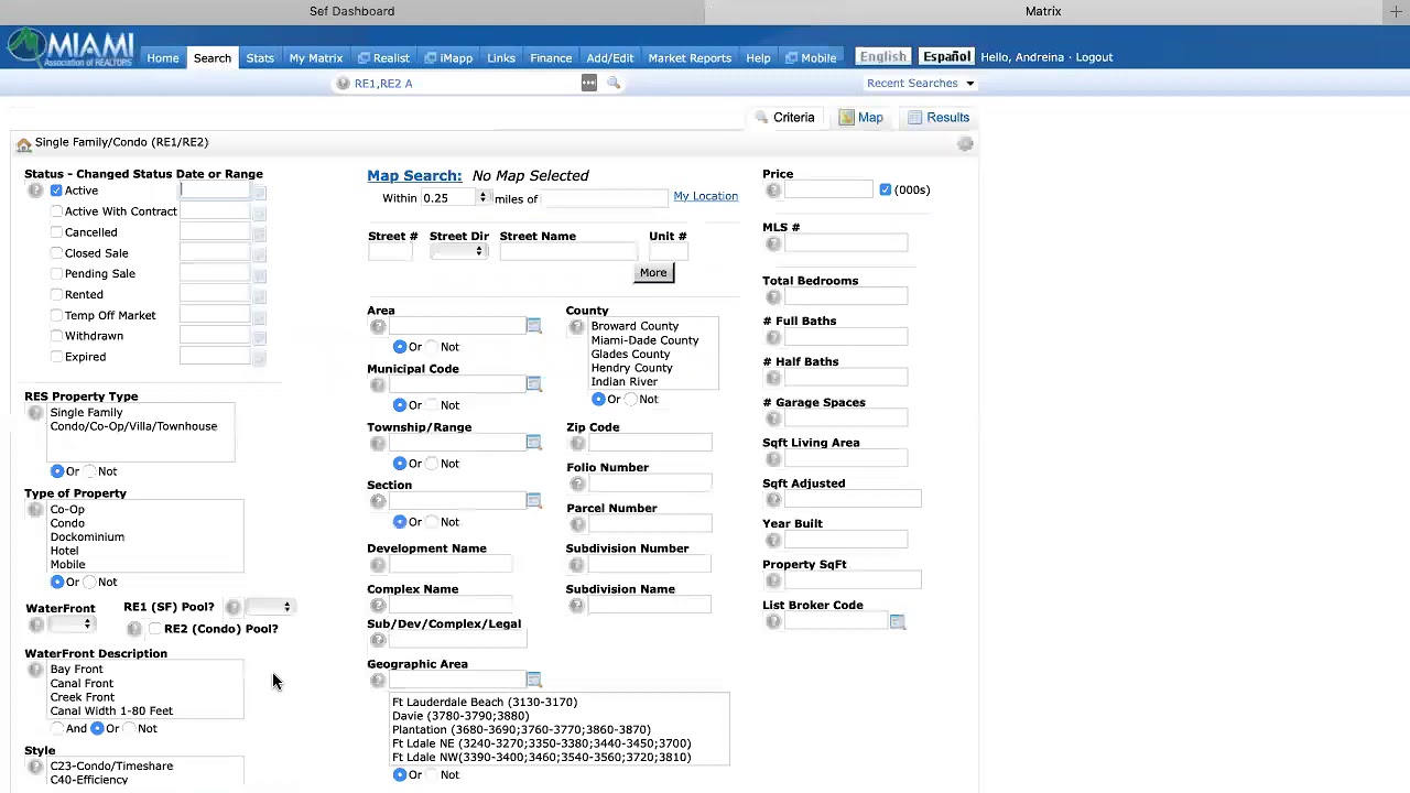Search based on monthly maintenance fee