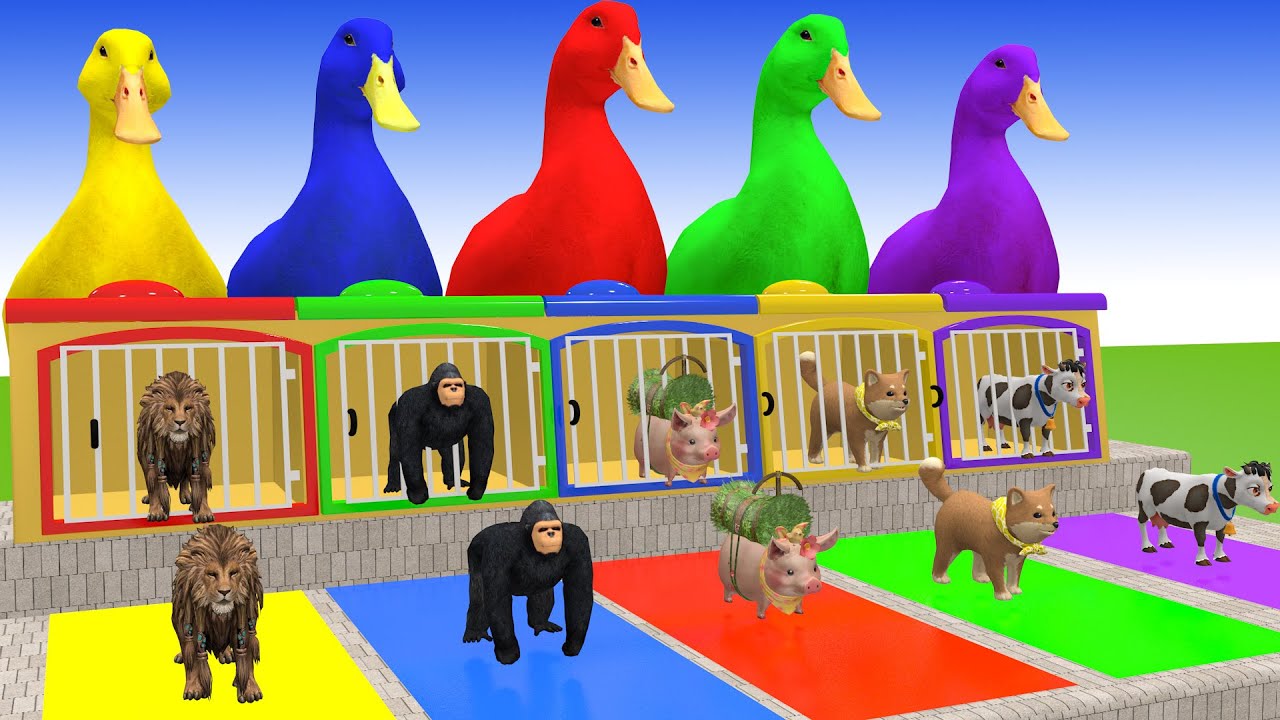 Long Slide Game With Cow Elephant Gorilla Hippopotamus Tiger 3d Animal Game Funny 3d Animals