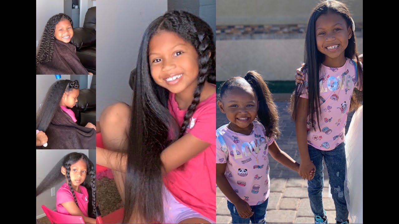 Flat Ironing 6 year old's Tailbone Length Hair! | Danielle Nance