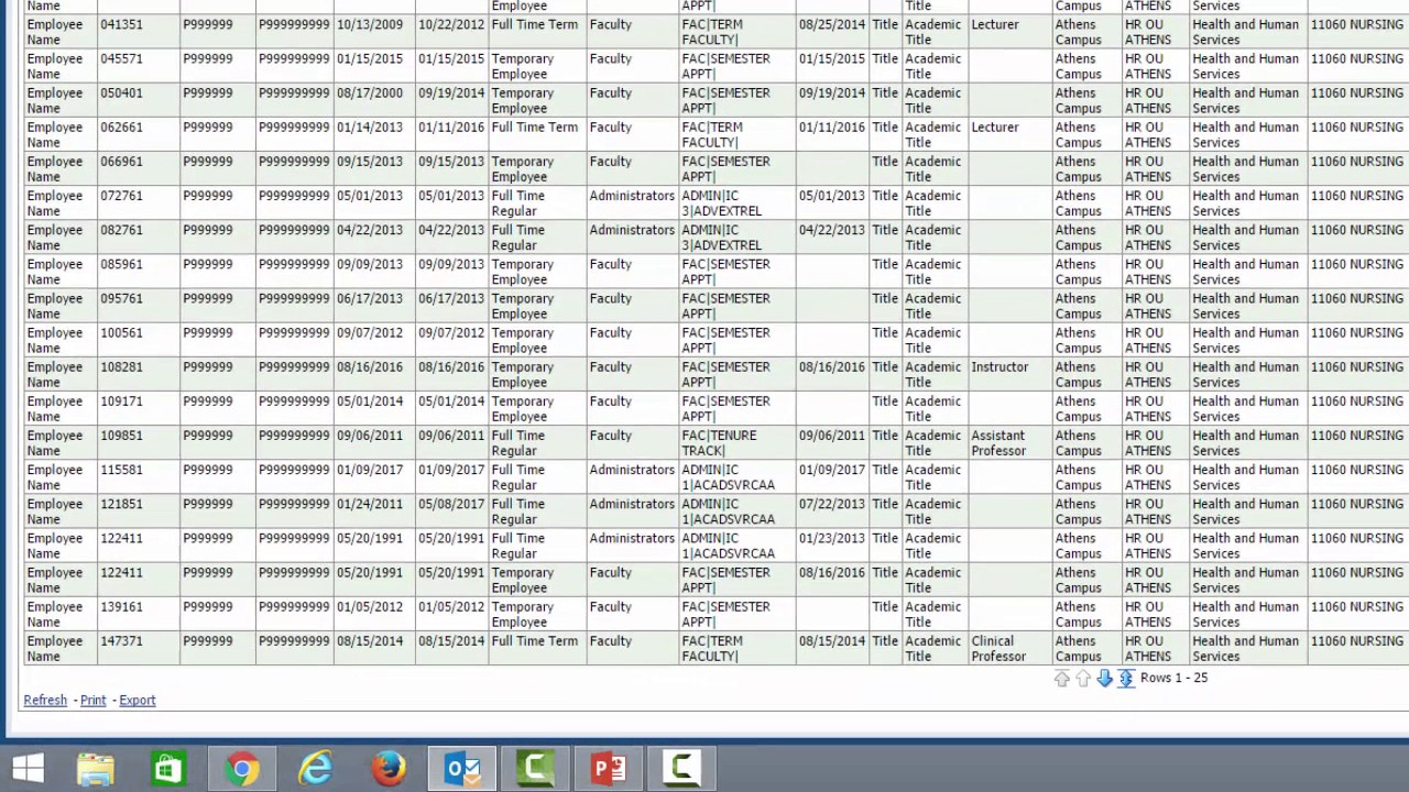 Human Resources Dashboard: Export Data to CSV Format