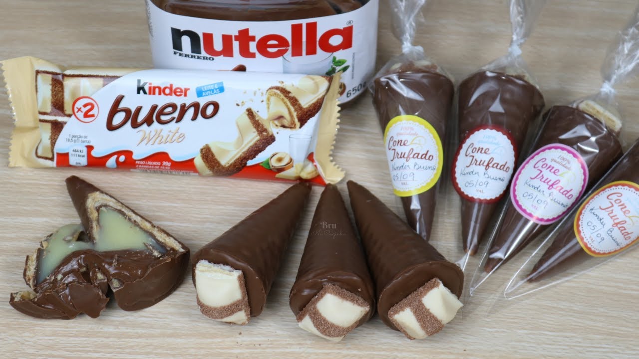 CONE TRUFADO KINDER BUENO - CONE KINDER BUENO - FAÇA E VENDA | Bru na Cozinha |