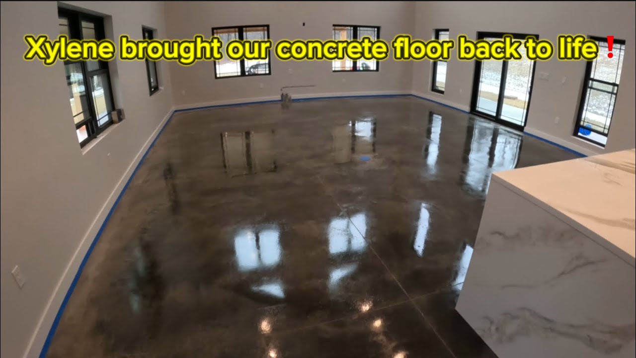 We repaired scratched concrete floors with xylene - amazing results ￼