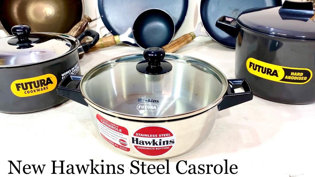 🍲HAWKINS Range of Cook & Serve-1)Steel, 2)HardAnodised, 3)Nonstick, Best Futura Saucepot/Casserole