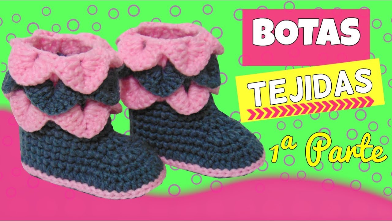 Botas tejidas a crochet con punto cocodrilo |  parte 1/2