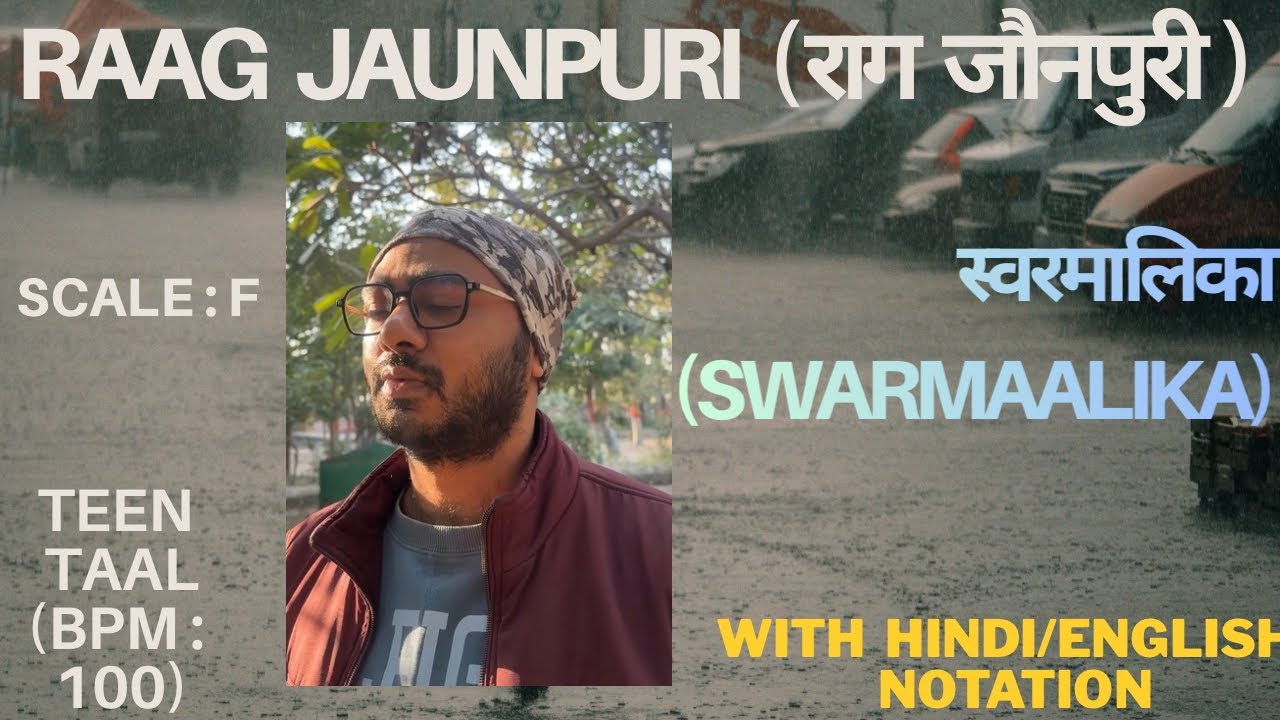 F Scale || Raag Jaunpuri || SwarMaalika || Teen Taal || BPM : 100 || With Hindi/English Notation 
