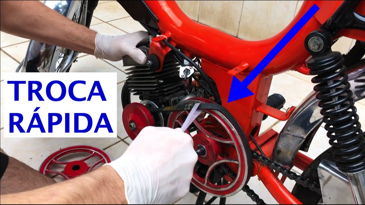Troca rápida da Correia e Troca da Polia ( + Rolamentos ) da Mobylette