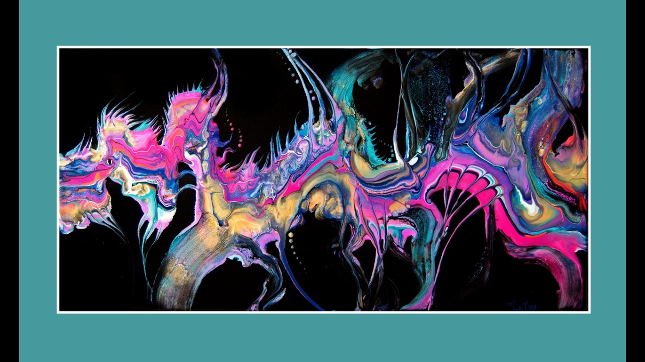 #7852 Fav Classic Abstract Dragon Fluid Acrylics Painting 3.02.21 Experimental art