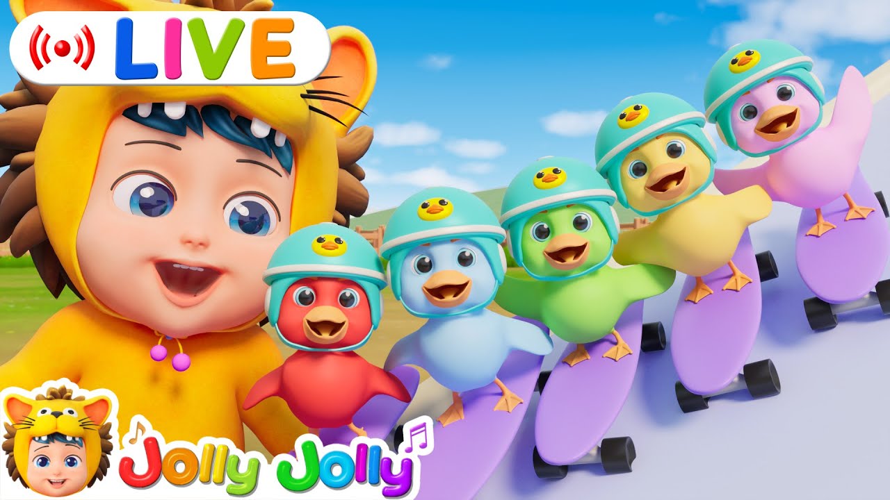 LIVE🔴Five Little Color Ducks, Five Little Monkeys + More Number Songs | Jolly Jolly & Animals