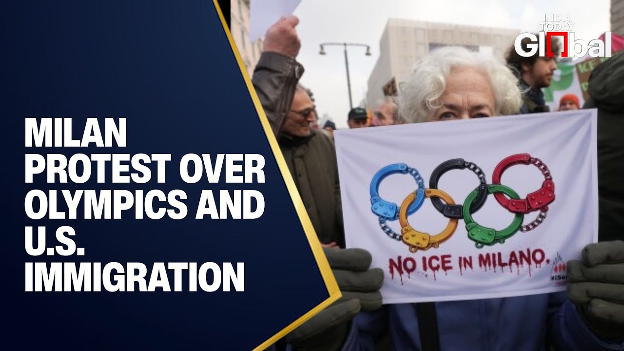 LIVE: Demonstrators Stage Protest in Central Milan Over Winter Olympics and U.S. Immigration
