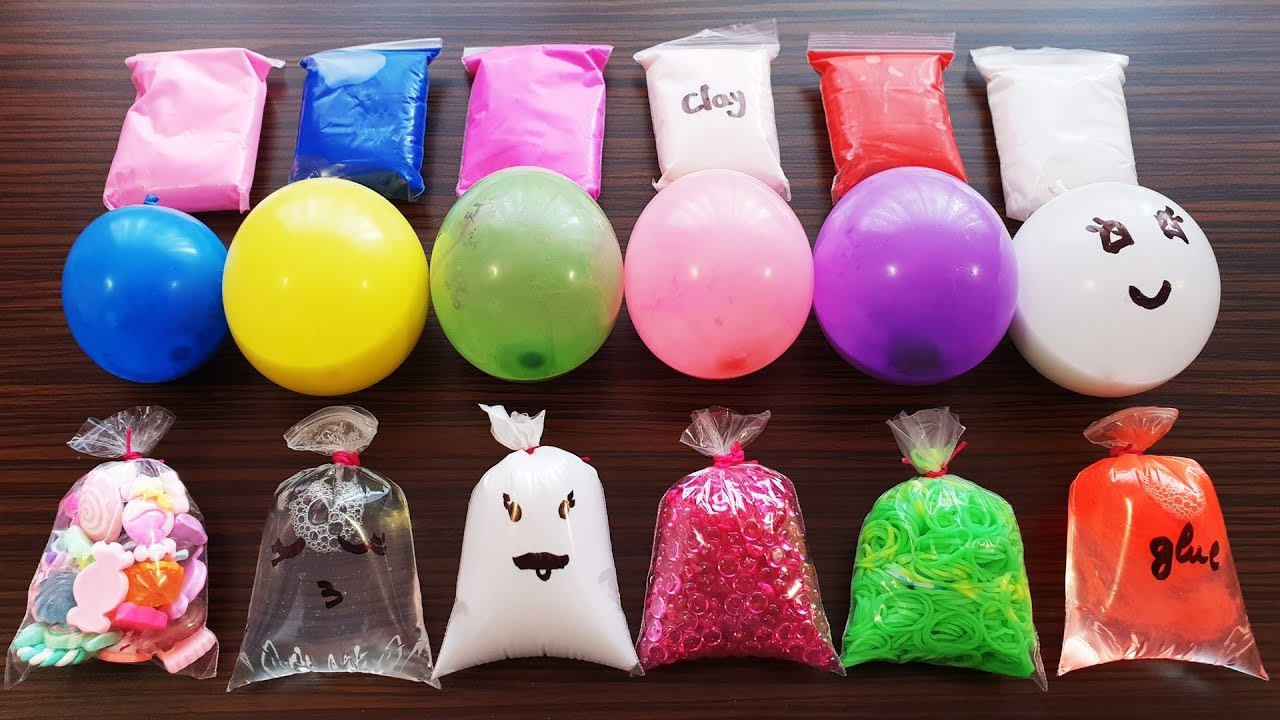 Making Slime With Bags And Balloons & Clay