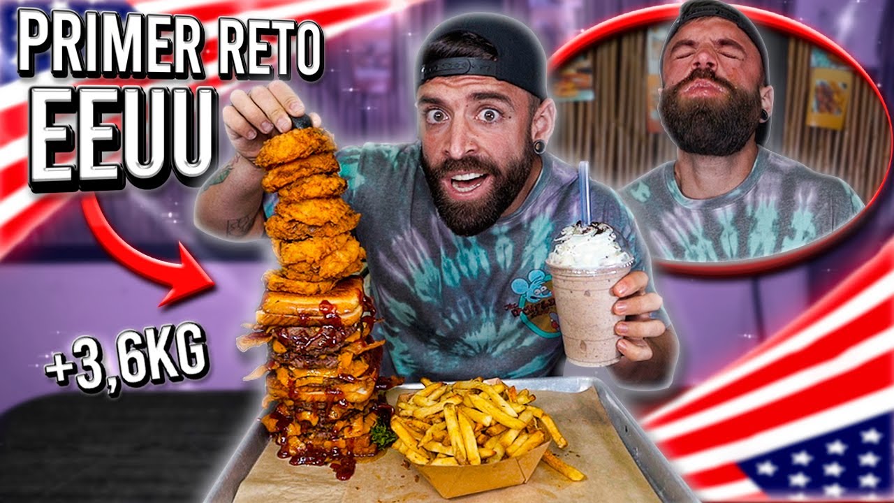 MI PRIMER RETO de COMIDA en EEUU *POCAS PERSONAS LO HAN CONSEGUIDO* 🇺🇸 (esto es inhumano)