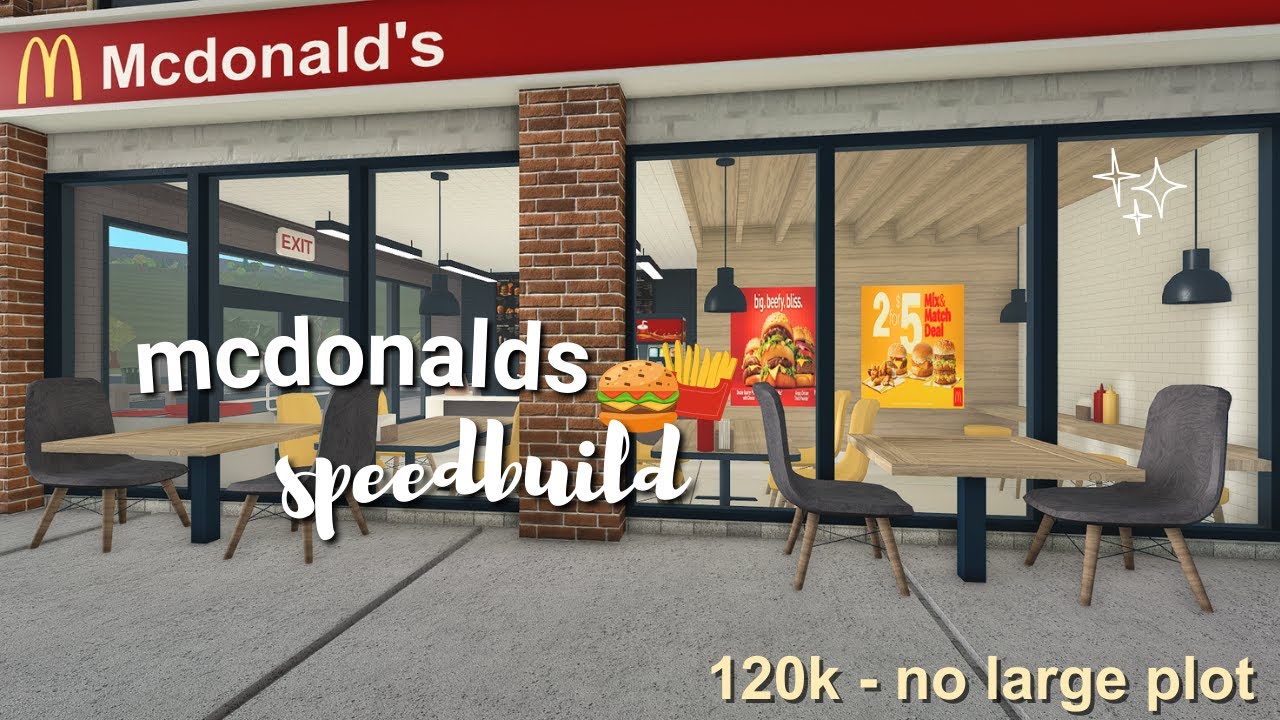 ♡ 🍔🍟building a mcdonalds in my city | 120k no large plot | bloxburg speedbuild ♡