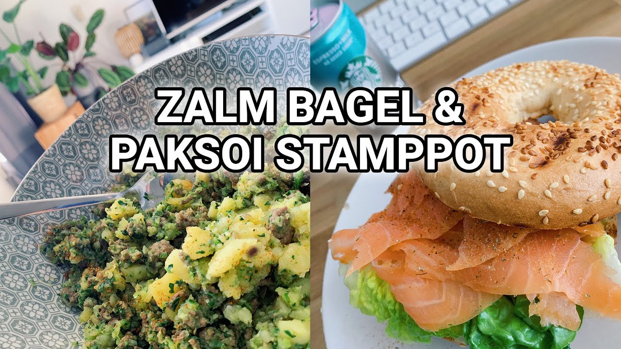 What I Eat In a Day! - Zalm bagel, Paksoi stamppot & Milka caramel