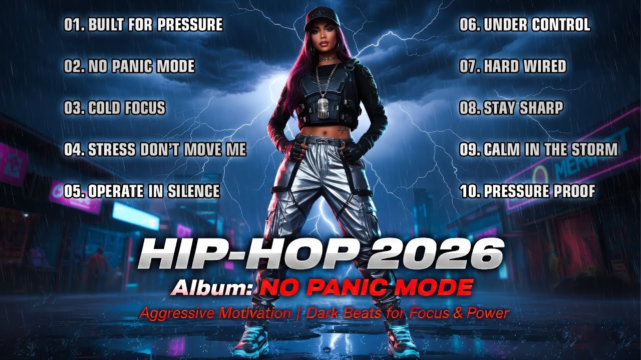 New Hip-Hop Album 2026: NO PANIC MODE – Aggressive Motivation | Dark Focus Beats | VIBE QUEEN